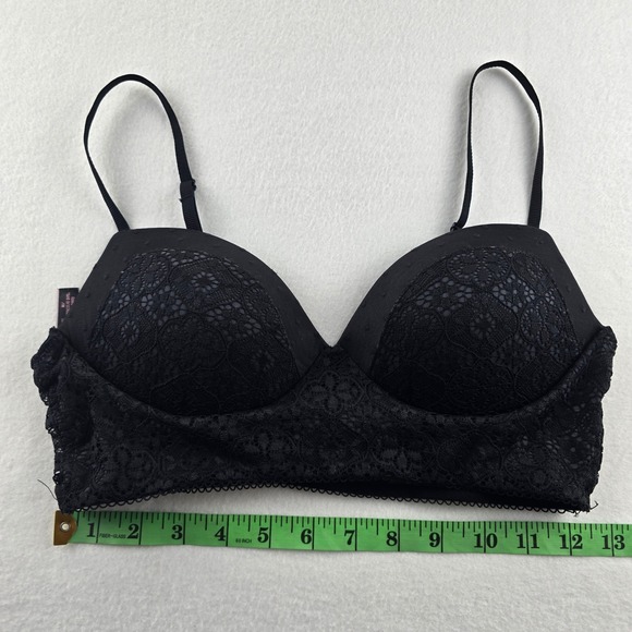 Victoria's Secret Lace Bralette Push-up Lined Wireless Bra Comfort Black Medium - Picture 7 of 7